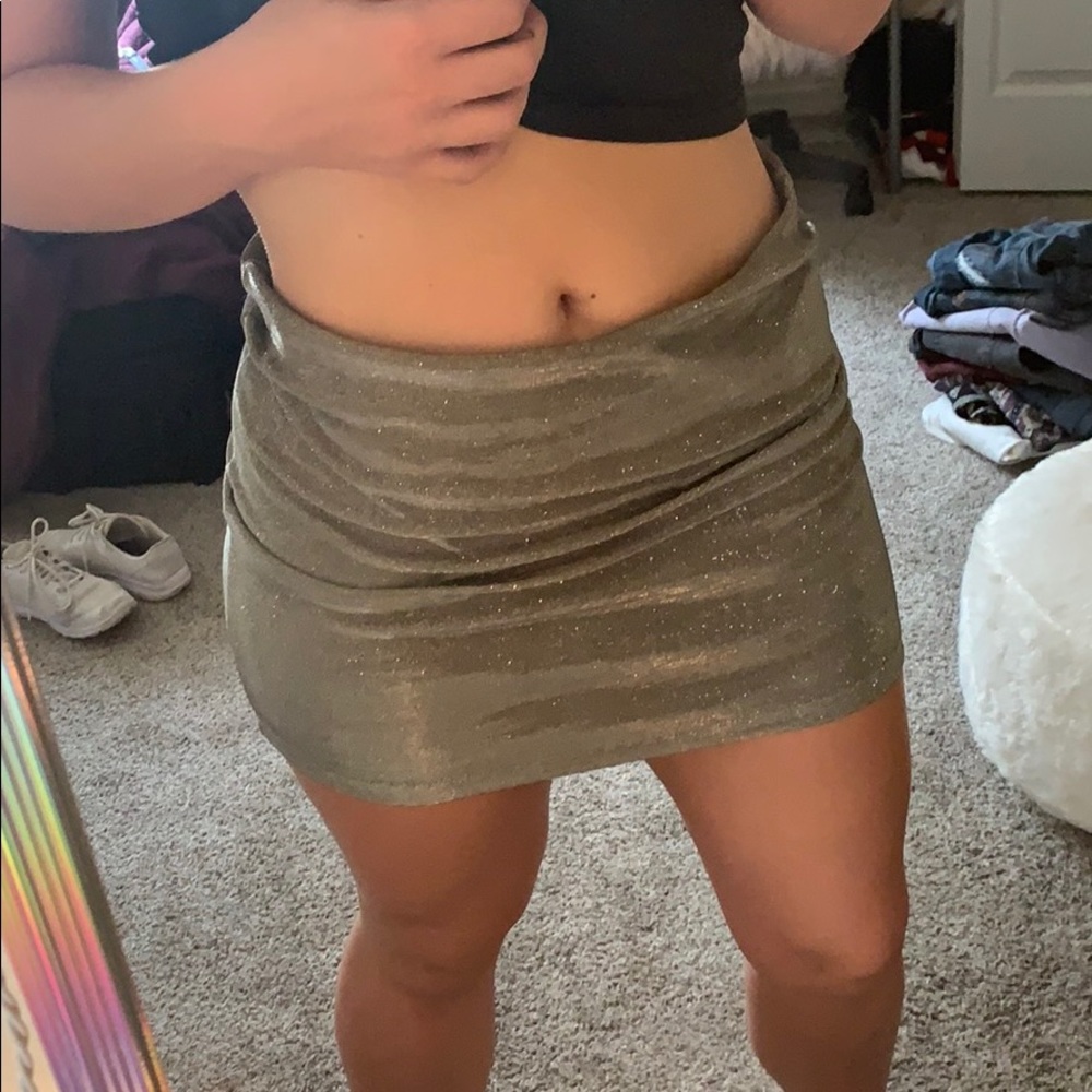 sparkly silver skirt